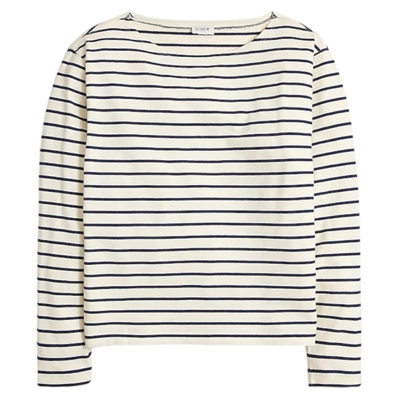 J. Crew long sleeve boatneck tee antique white / navy XL NEW NWT - Picture 3 of 8